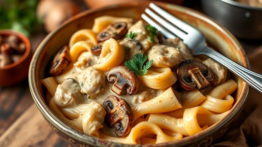 Slow Cooker Chicken and Mushroom Pasta