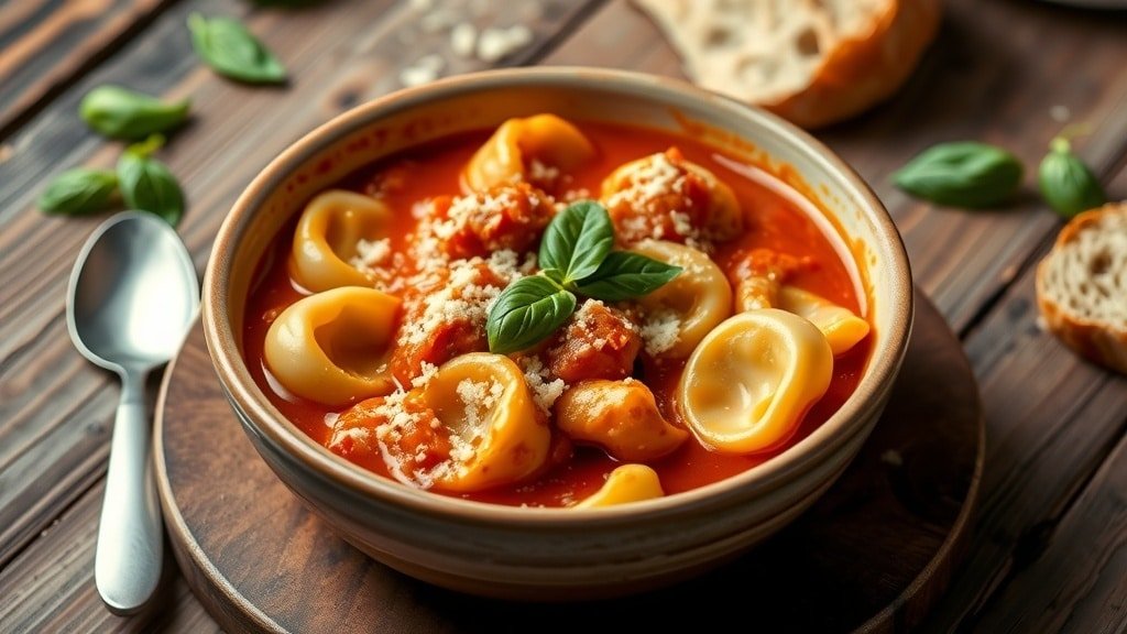 Crockpot Creamy Tomato Basil Tortellini