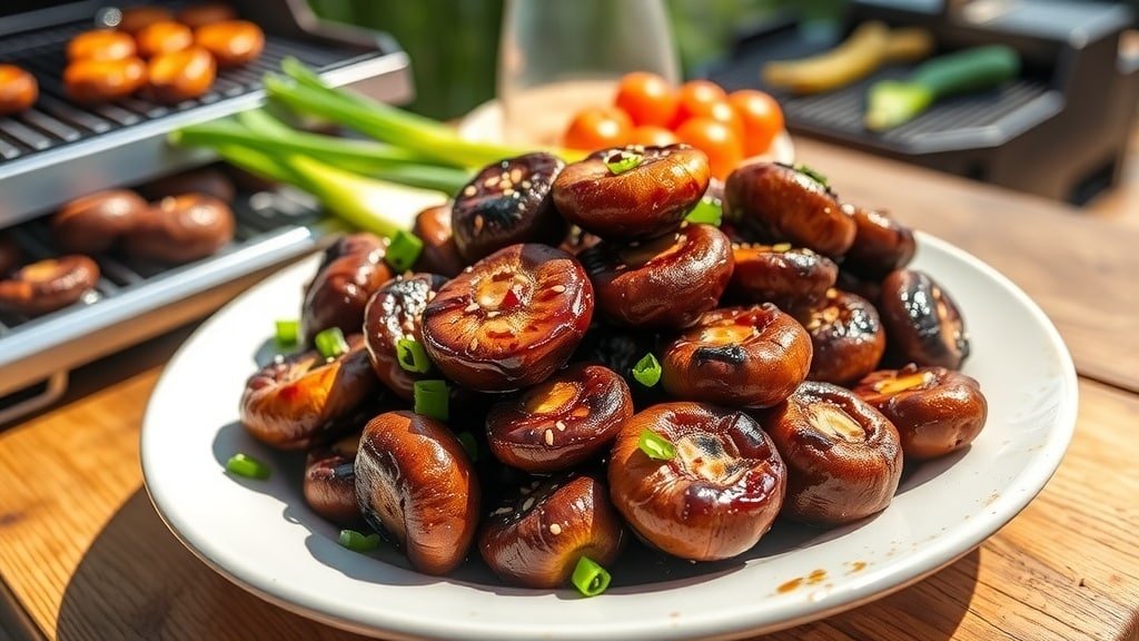 Grilled Honey Soy Mushrooms