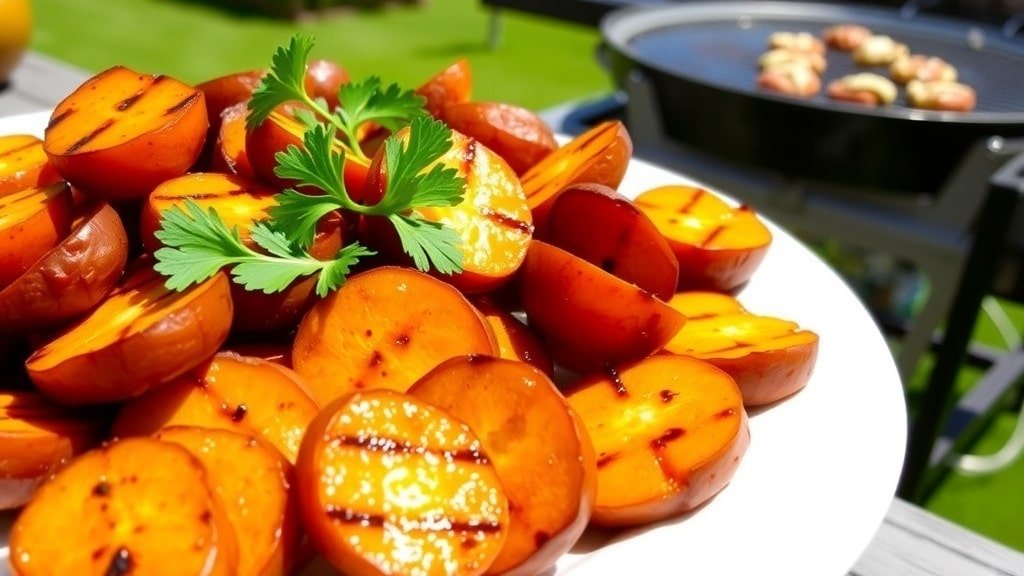 Grilled Maple Glazed Sweet Potatoes