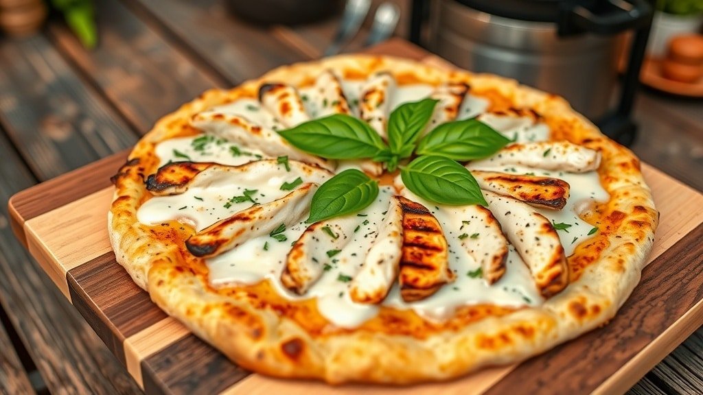 Grilled Chicken Alfredo Pizza