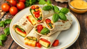 Grilled Halloumi and Veggie Wraps