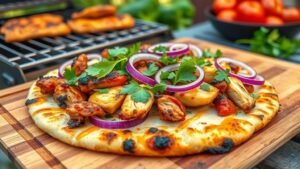 Grilled BBQ Chicken Flatbread
