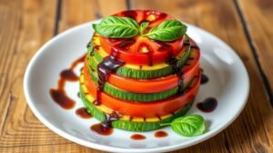 Grilled Zucchini and Tomato Stack