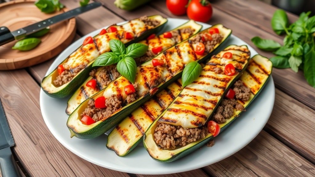 Grilled Stuffed Zucchini Boats