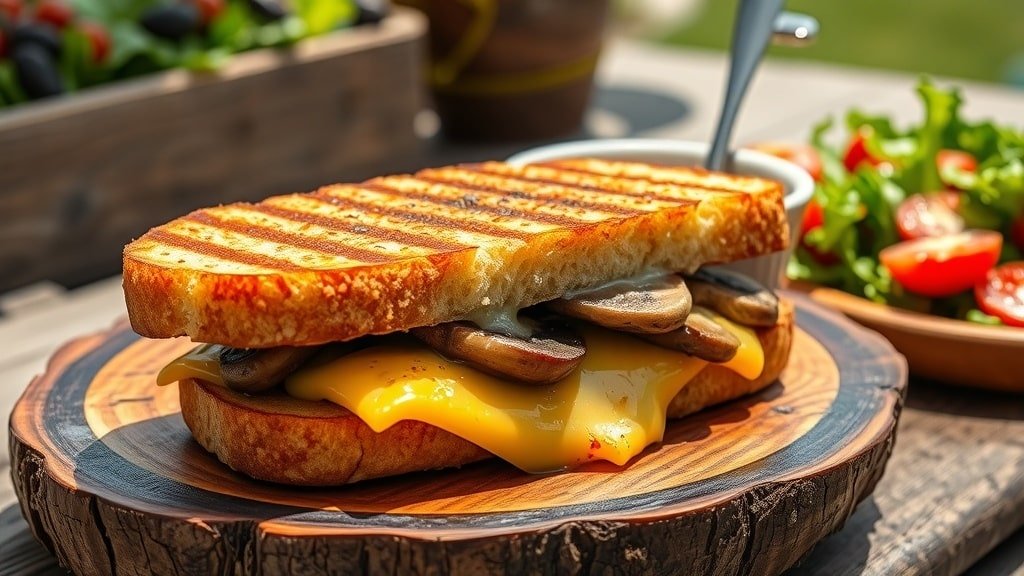 Grilled Mushroom and Cheese Sandwich