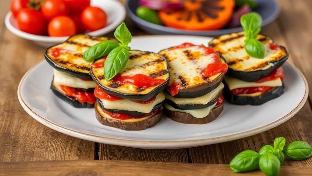 Grilled Eggplant Parmesan Stacks