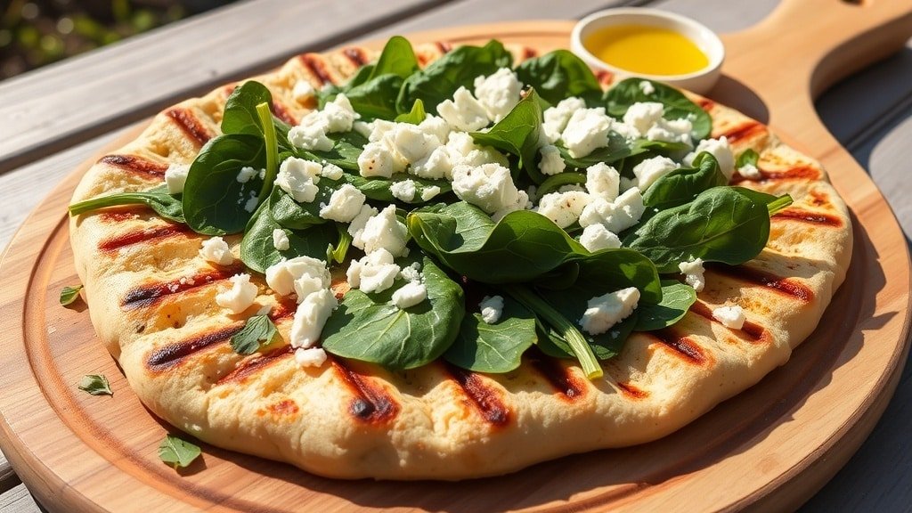 Grilled Spinach and Feta Flatbread