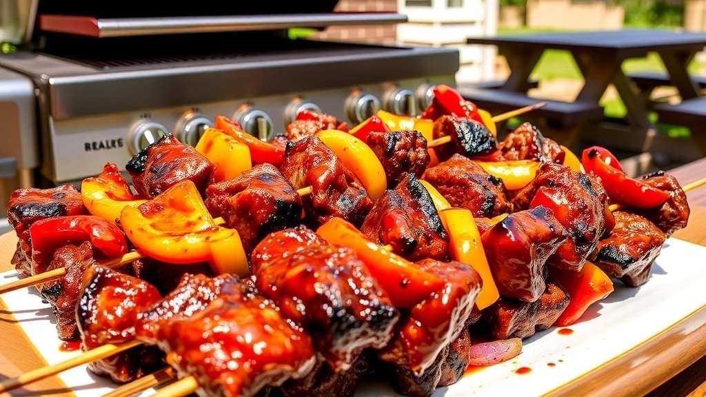 Grilled BBQ Beef Skewers