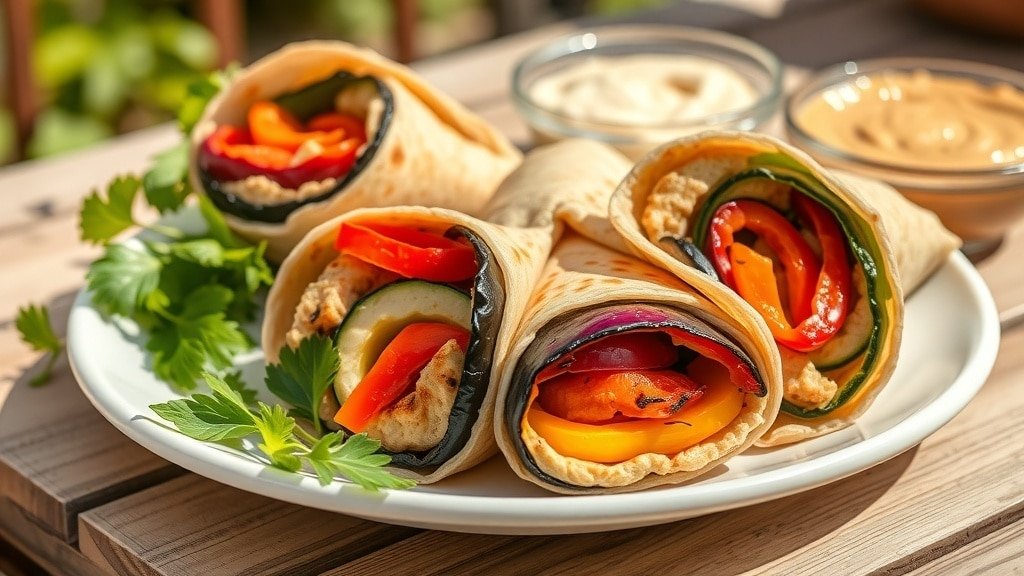 Grilled Veggie and Hummus Wraps