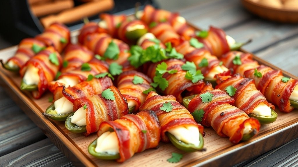 Grilled Bacon Wrapped Jalapeño Poppers