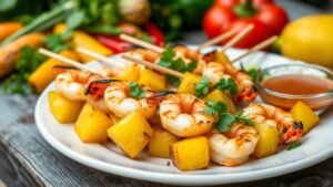 Grilled Pineapple Shrimp Skewers
