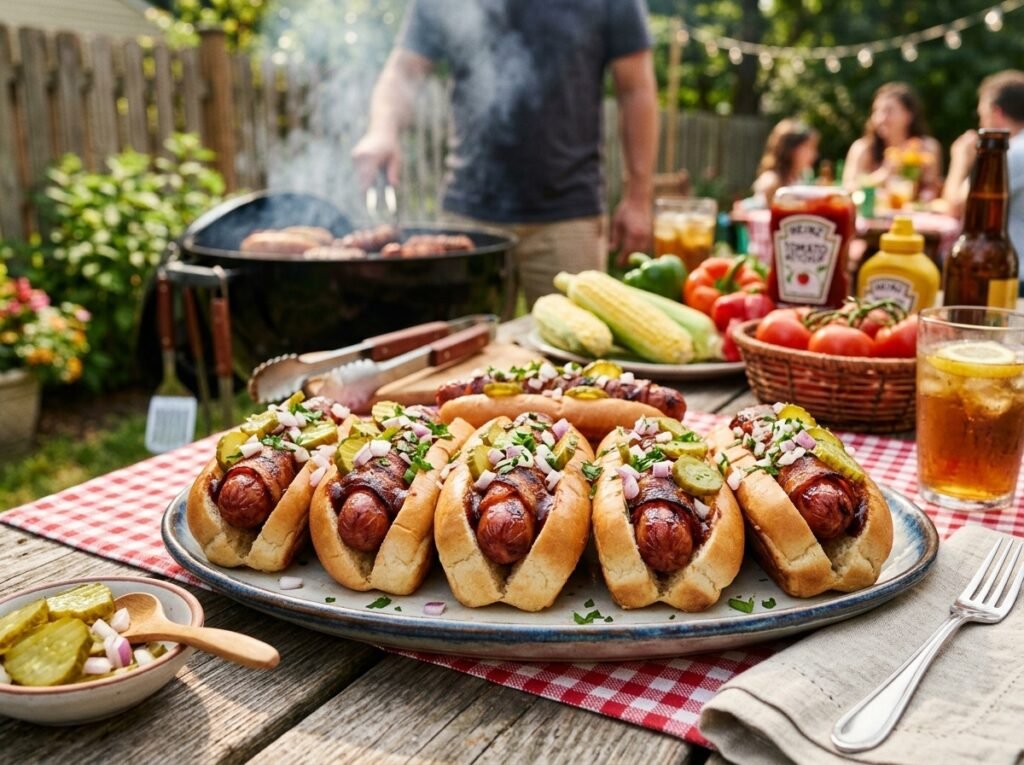 BBQ Bacon Wrapped Hot Dogs