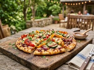 Grilled BBQ Veggie Flatbread