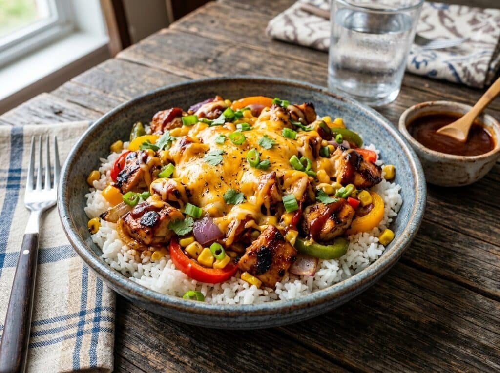 BBQ Chicken Loaded Rice Bowls