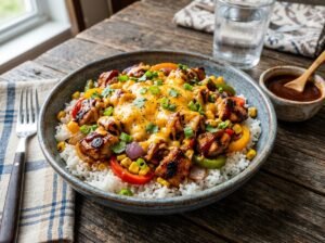 BBQ Chicken Loaded Rice Bowls