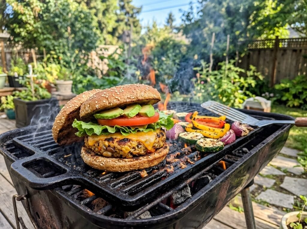 Grilled BBQ Veggie Burgers