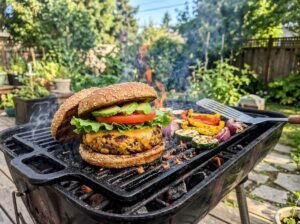 Grilled BBQ Veggie Burgers
