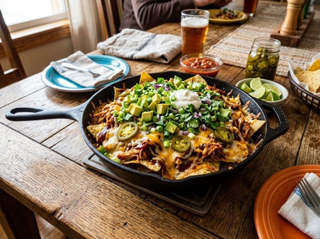 BBQ Chicken Loaded Nacho Skillet