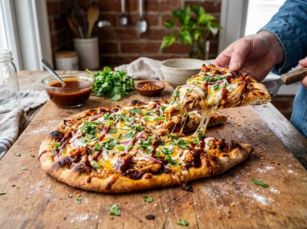 BBQ Chicken Loaded Flatbread Pizza