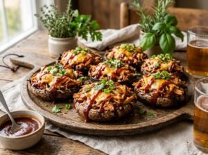 BBQ Chicken Stuffed Portobello Caps