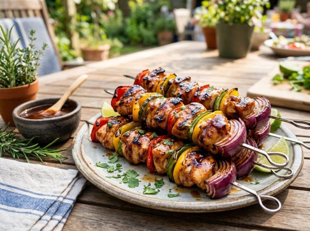 Grilled Honey BBQ Chicken Kabobs