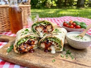 Grilled BBQ Chicken Caesar Wraps