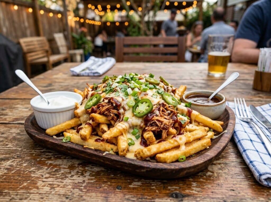 BBQ Chicken Loaded Queso Fries