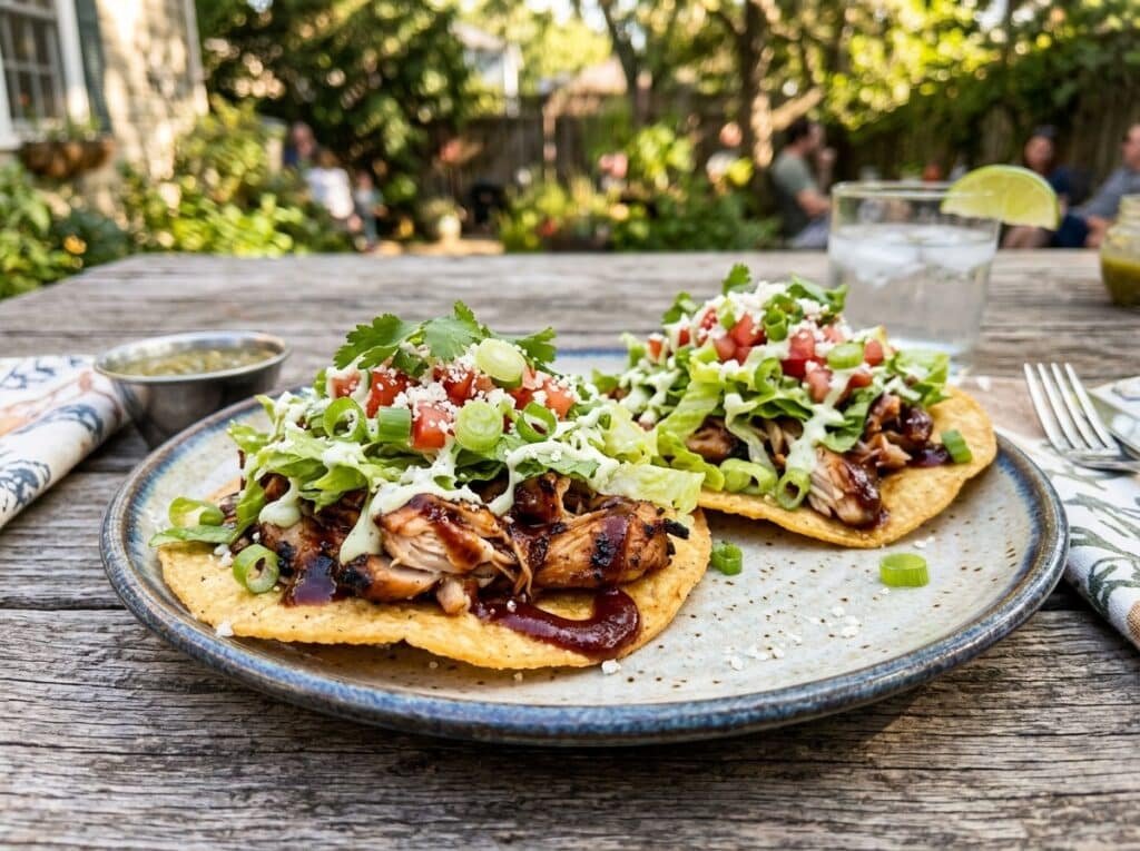 Grilled BBQ Chicken Tostadas