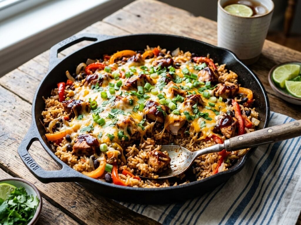 BBQ Chicken Loaded Rice Skillet