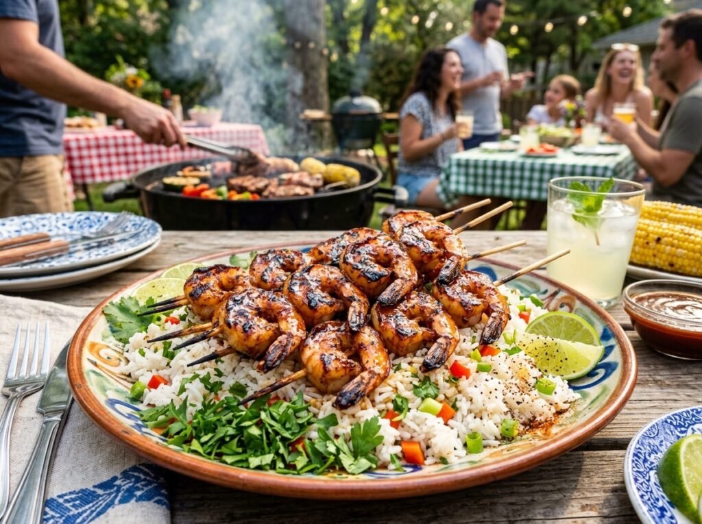 Grilled BBQ Shrimp and Rice