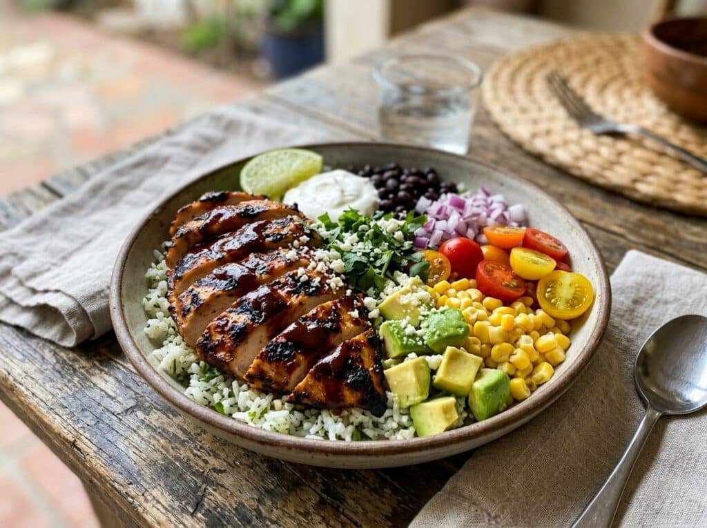 Grilled BBQ Chicken Taco Bowls
