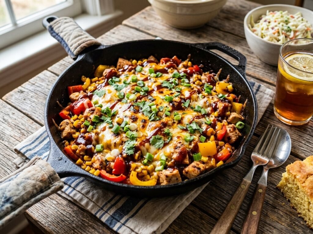 Grilled BBQ Chicken Skillet Bake