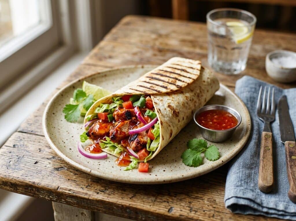 Grilled BBQ Chicken Sweet Chili Wraps