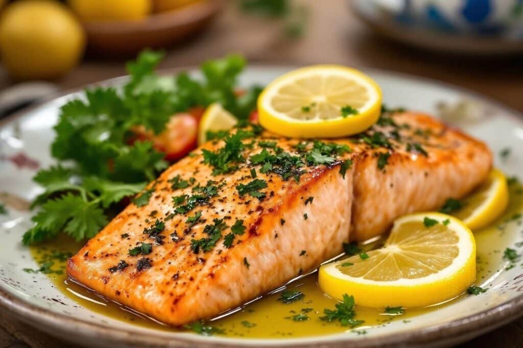 Baked Salmon with Olive Oil and Herbs