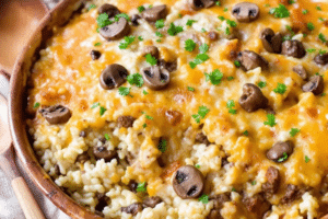 Beef and Mushroom Rice Bake