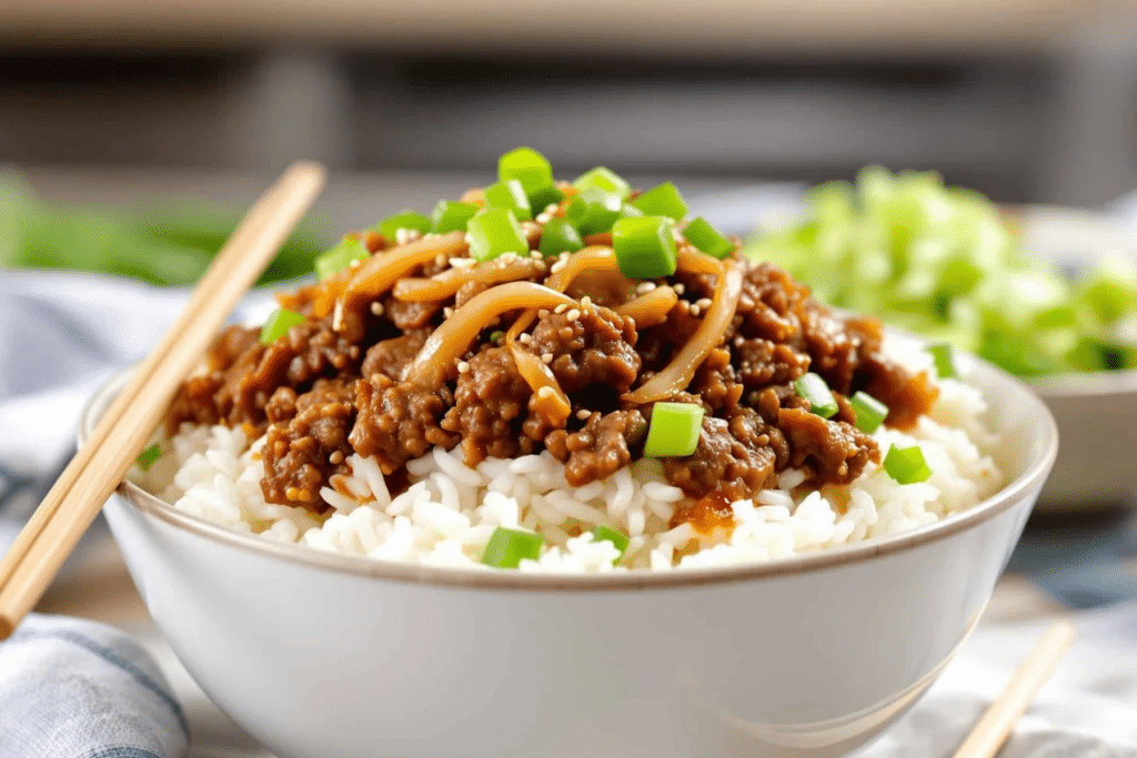 Beef and Onion Rice Bowl