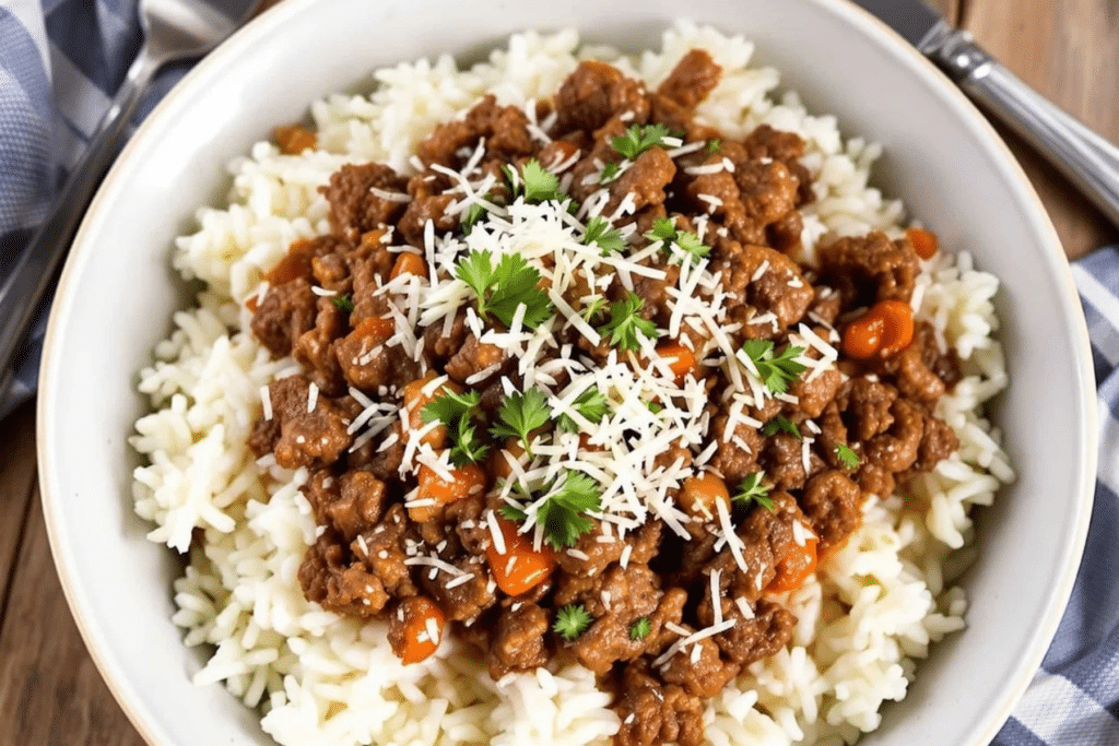 Beef and Parmesan Rice Bowl