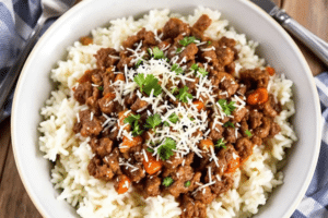 Beef and Parmesan Rice Bowl