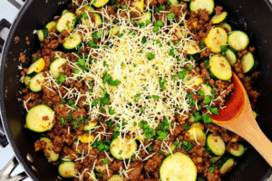 Beef and Parmesan Zucchini Skillet