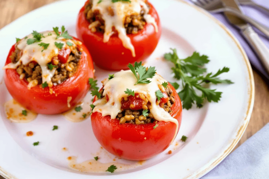 Beef and Rice Stuffed Tomatoes