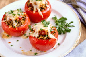 Beef and Rice Stuffed Tomatoes
