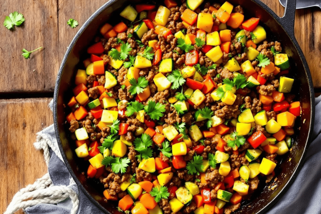 Beef and Roasted Veggie Skillet
