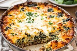 Beef and Spinach Cheese Bake