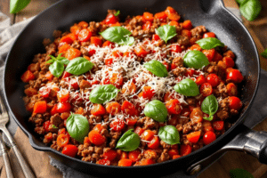 Beef and Tomato Basil Skillet