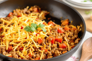 Beef and Tomato Cheese Skillet