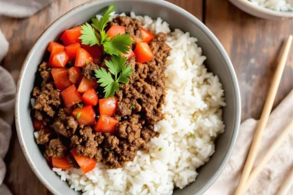 Beef and Tomato Rice Bowl