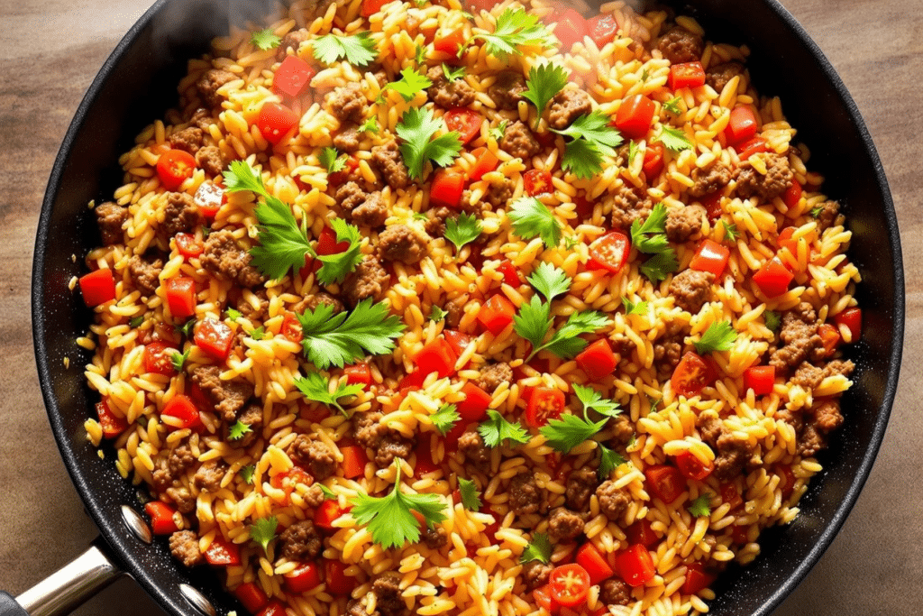 Beef and Tomato Rice Skillet