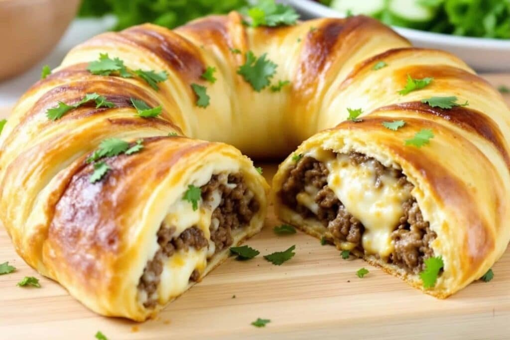 Cheesy Beef Crescent Ring