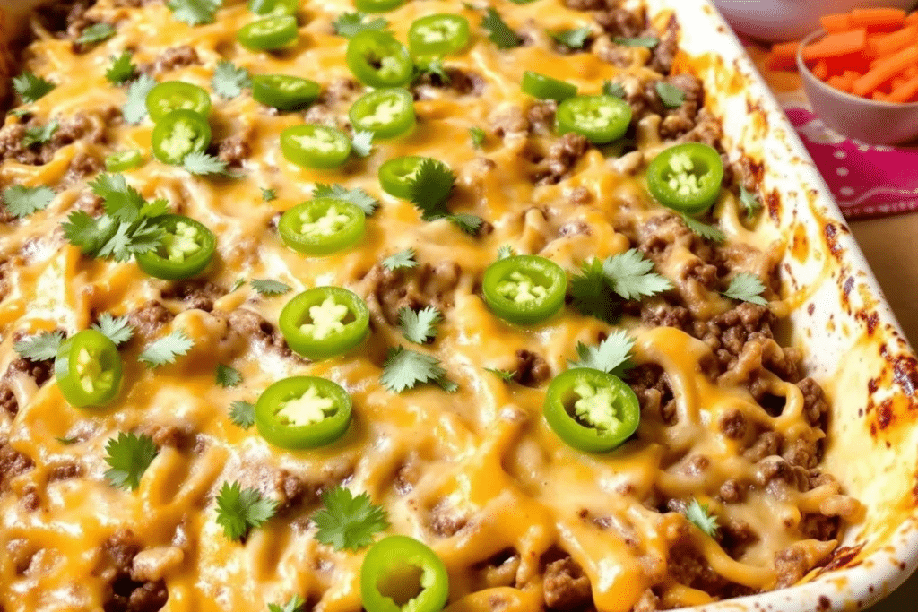 Cheesy Beef Jalapeño Bake